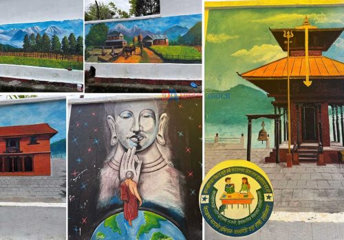 नीलकण्ठ नगरपालिका वडा नंं ३ द्धारा सार्वजनिक स्थलका खाली भित्तामा चित्र कोर्न सुरु