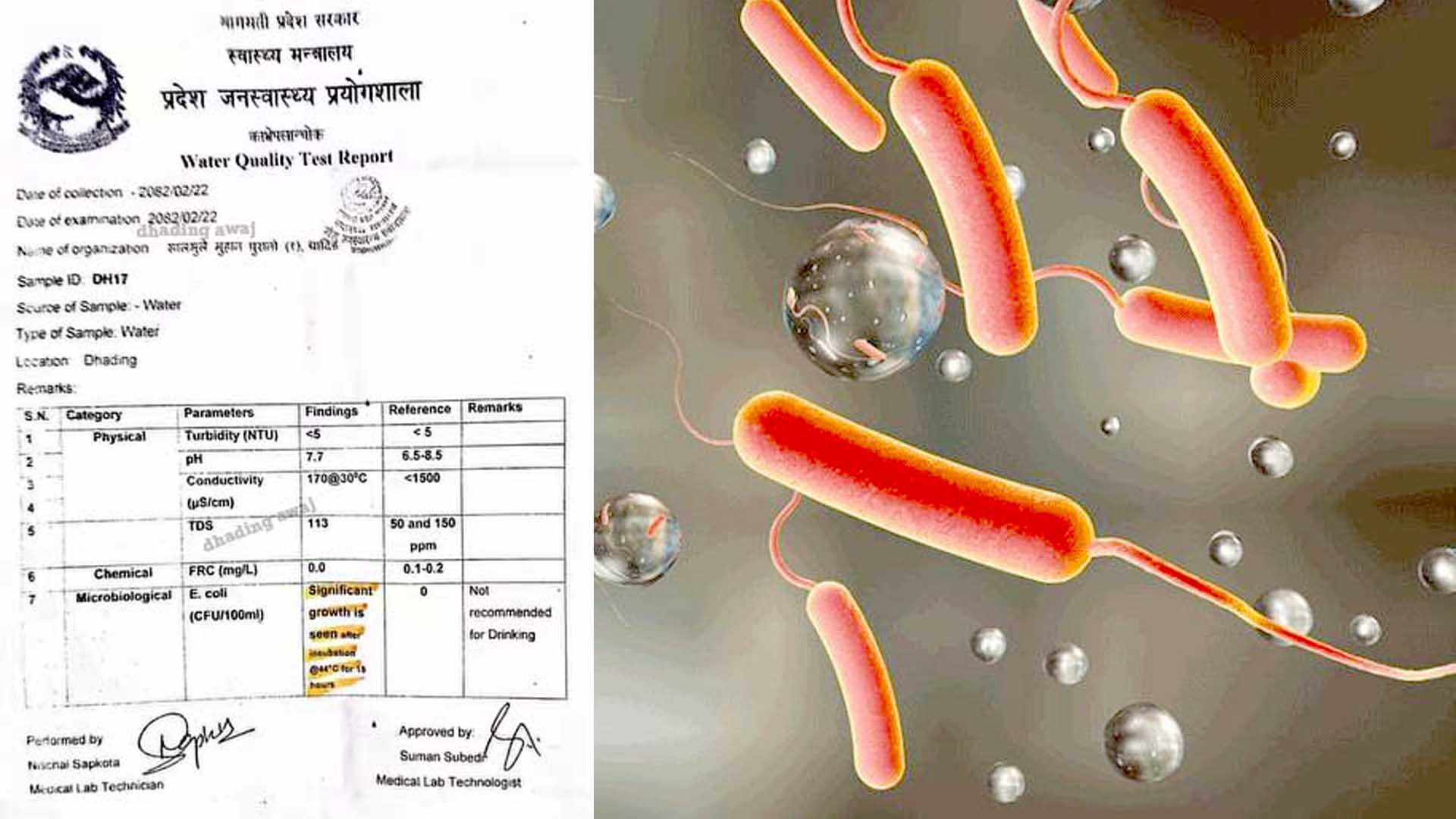 खानेपानीमा कोलिफर्म भेटियो