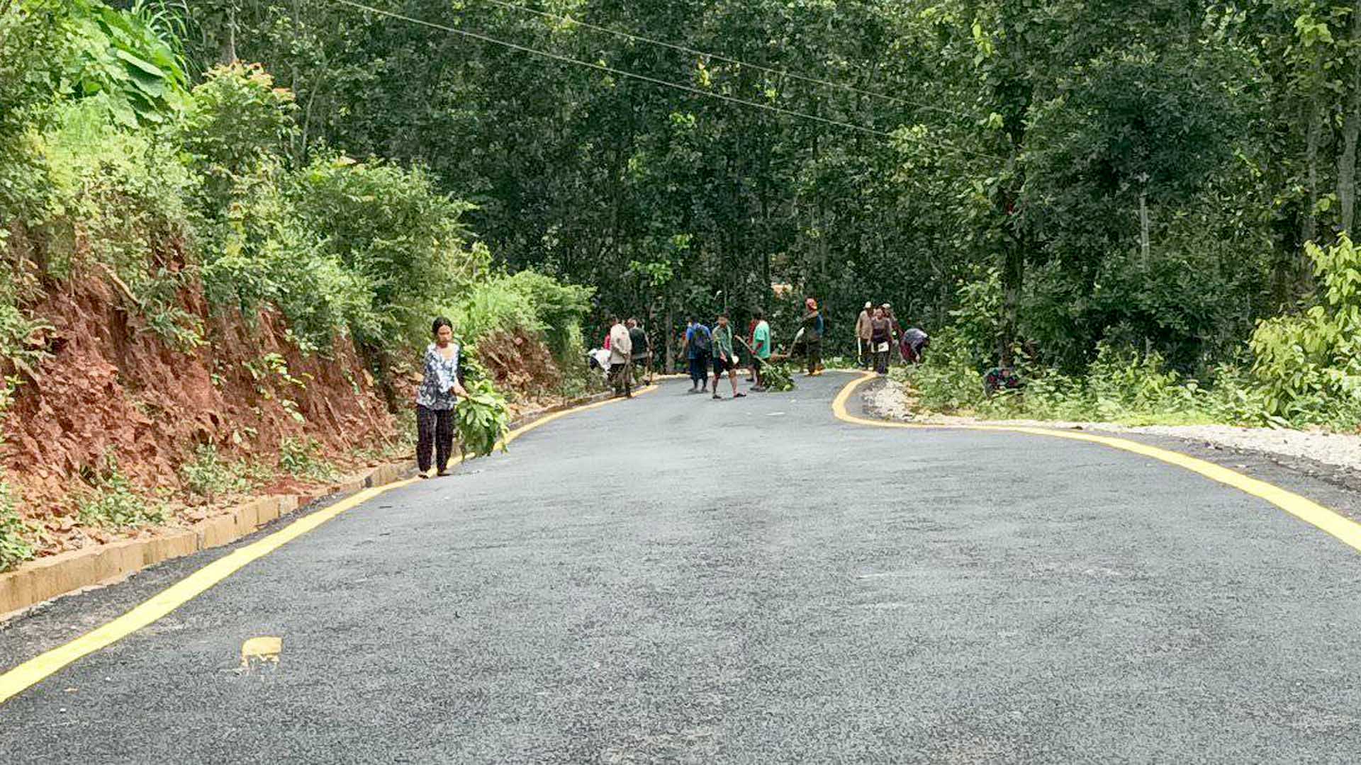 श्रमदानद्वारा सडक सरसफाई हुने